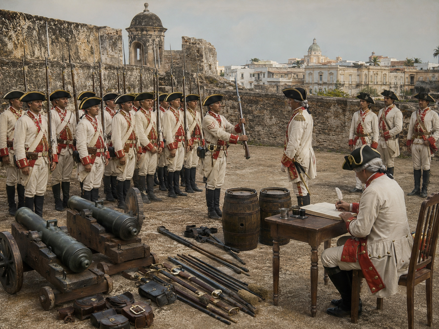 Armas, Uniformes y Artilleros en Santo Domingo en 1790